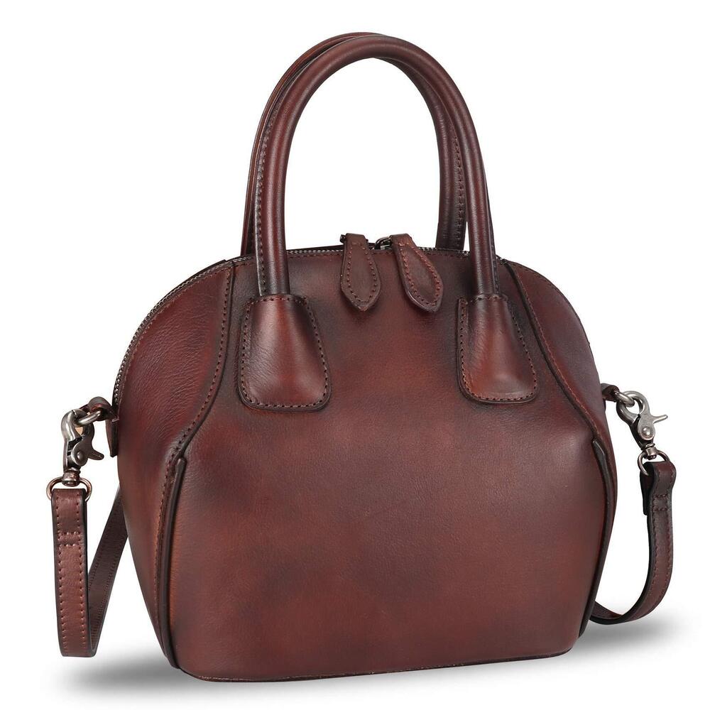 2870 Leather Top Handle Satchel Purse Vintage Handmade Handbag Retro